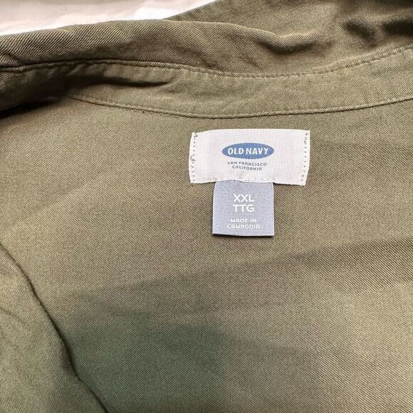 Old Navy Womens XXL Green Shirt Dress Button Front Pockets Casual Minimalist - Picture 6 of 11